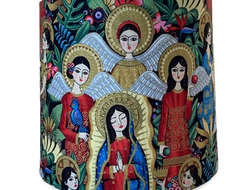 Coro Dorado Bright Folk Art Angels Small Print | Drum Lamp Shade for Table or Pendant | FREE SHIPPING (orders over 35.00)
