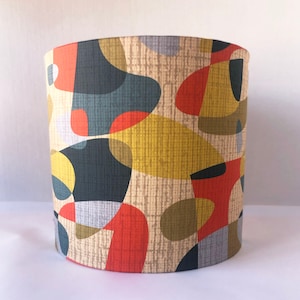 Mid Century Modern Abstract Lamp Shade | Orange Olive Gold