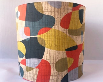 Mid Century Modern Abstract Lamp Shade | Orange Olive Gold