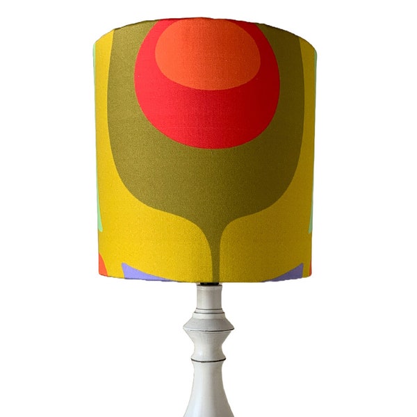 Geo Circles Mod 60's lampshade | Drum Lamp Shade for Table Lamp or Hanging Pendant | FREE SHIPPING (orders over 35.00)