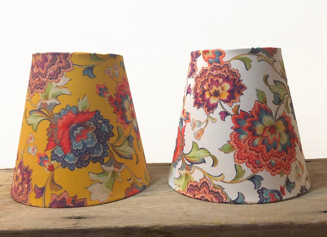 Small Table Lamp Shade or Bedside Lampshade White or Mustard Chintz