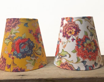Small Table Lamp Shade or Bedside Lampshade white or mustard chintz floral| FREE SHIPPING (orders over 35.00)