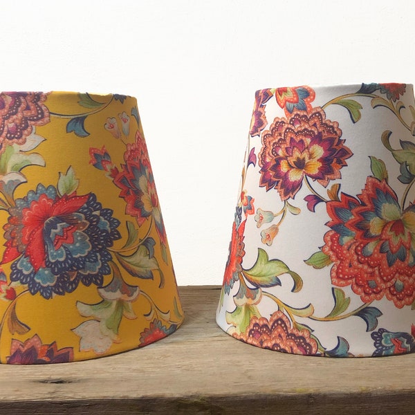 Small Table Lamp Shade or Bedside Lampshade white or mustard chintz floral| FREE SHIPPING (orders over 35.00)