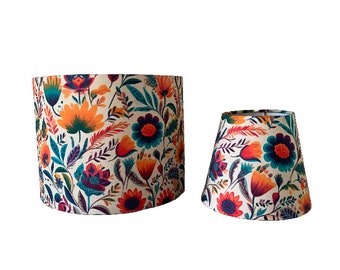 Mexican Flowers | Drum Lamp Shade for Table or Pendant | FREE SHIPPING (orders over 35.00)