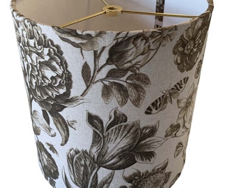 Windsor Botanicals in Oyster | Drum Lamp Shade for Table Lamps or Hanging Pendant | FREE SHIPPING (orders over 35.00)