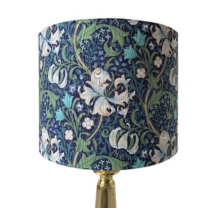 Golden Lily In Navy | William Morris Design | Drum or Empire Shaped Lampshade | FREE SHIPPING (orders over 35.00)