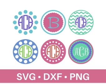 Circle Monogram Frame Bundle | Circle Monogram Border | Circle Monogram Bundle | Circle Frame Cricut | Classic Monogram | Scalloped Monogram