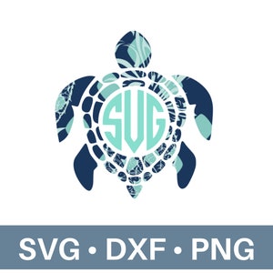 Sea Turtle Monogram Frame | Sea Turtle Monogram | Sea Turtle SVG | Sea Turtle for Cricut | Sea Turtle DXF Silhouette | Sea Turtle Monogram