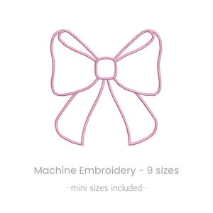 Simple Satin Coquette Ribbon Bow Machine Embroidery Design **Mini Sizes Included** 8 Sizes, PES DST JEF + More, Instant Digital Download