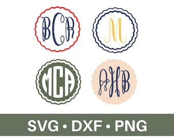 Scalloped Monogram Frame Bundle | Scalloped Monogram Border | Monogram Bundle | Scalloped Frame Cricut | Classic Monogram Frame