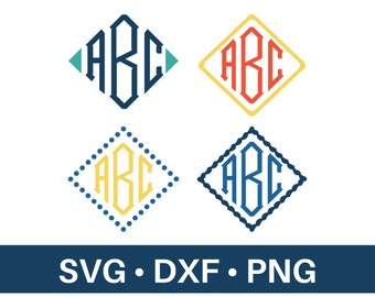 Diamond Monogram SVG + Font | Diamond Monogram Font | Monogram Frames | Diamond Monogram for Cricut | Classic Monogram | Preppy Monogram SVG