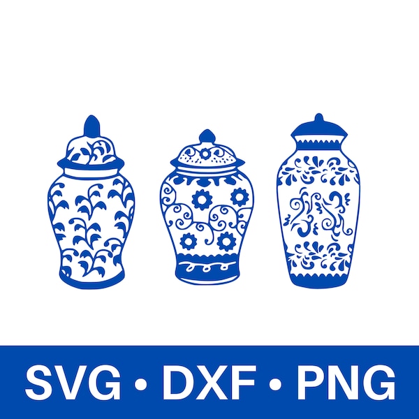 Chinoiserie Ginger Jar Pot SVG Bundle | Ginger Pot SVG | Ginger Jar DXF | Chinoiserie svg | Classic Traditional svg