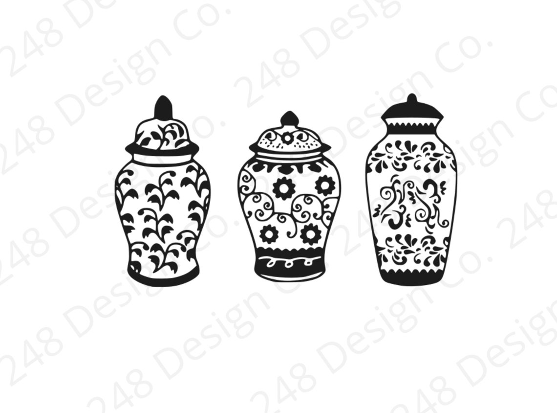 Chinoiserie Ginger Jar Pot SVG Bundle Ginger Pot SVG Ginger Jar DXF