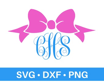 Bow Monogram Cut File | Deer Antler Bow | Bow Clip Art | Monogram Bow SVG Cricut | Monogram Bow DXF Silhouette | Preppy Bow | Cute Bow