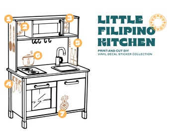 Little Filipino Kitchen, Ikea Duktig Play Stickers, Digital File, Toddler Kitchen, SVG Cut File, Png, Jpg, PDF, Eps, Instant Download DIY