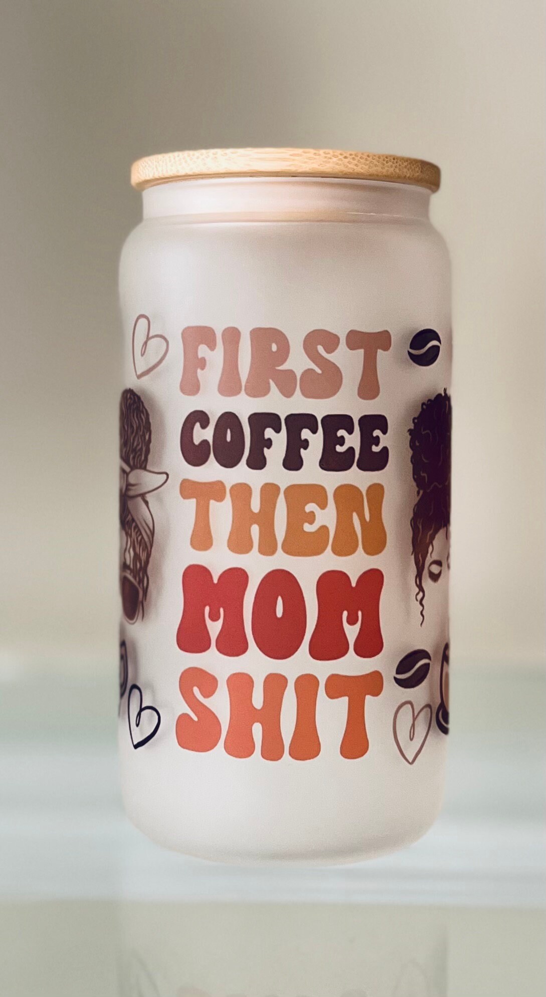 Primo caffè, poi bicchiere di merda di mamma Bicchiere di vetro smerigliato da 16 once