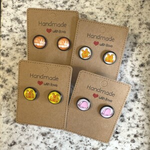 Brincos de pino de cabochão de vidro - LDC - Segurança - DRC