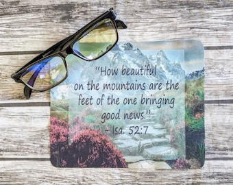 JW Gift - 5-pack Lens Cloth - How beautiful on the mountains are the feet bringing good news - Ministry Gift - 6"X7"
