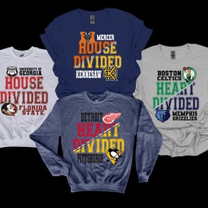 House Divided Sports Shirts!!! House United, Heart Divided, Heart United, Baseball, Football, Hockey, HIGH SCHOOL, COLLEGE, ect!!!