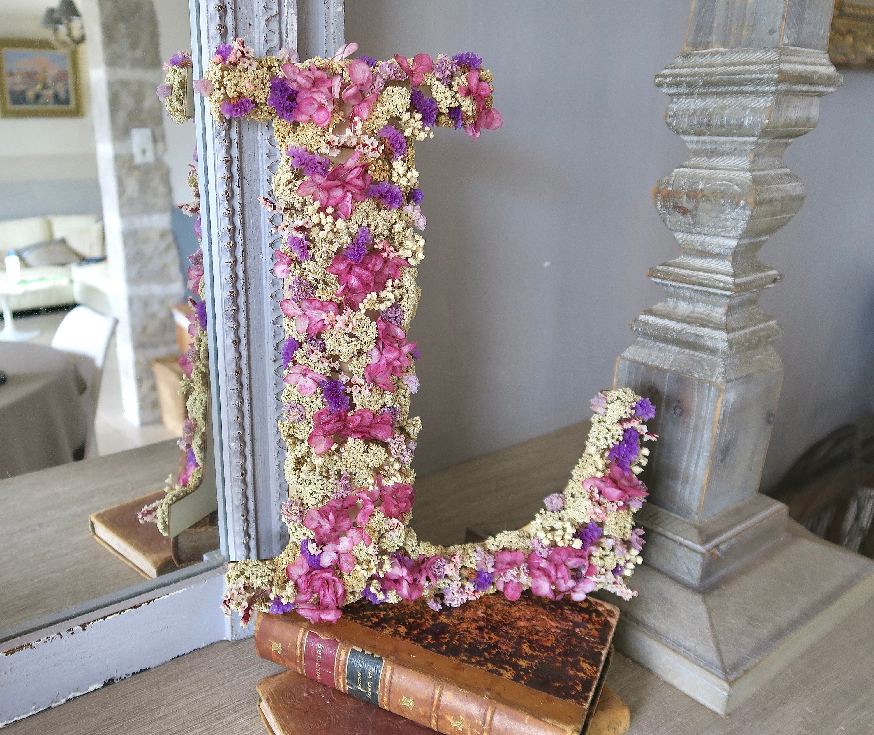 Lettre Fleurie Idéal Pour Un Cadeau Original Décoration Fleurs Séchées Stabilisées de Naissance