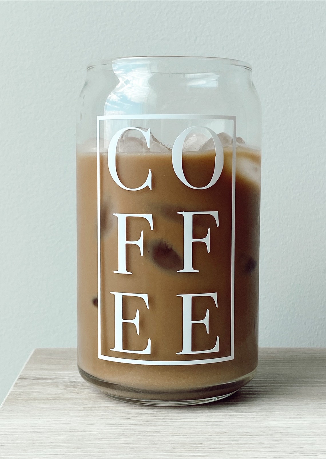 Clear Glass Cans Cute Iced Coffee Glass Personalized Glass Etsy