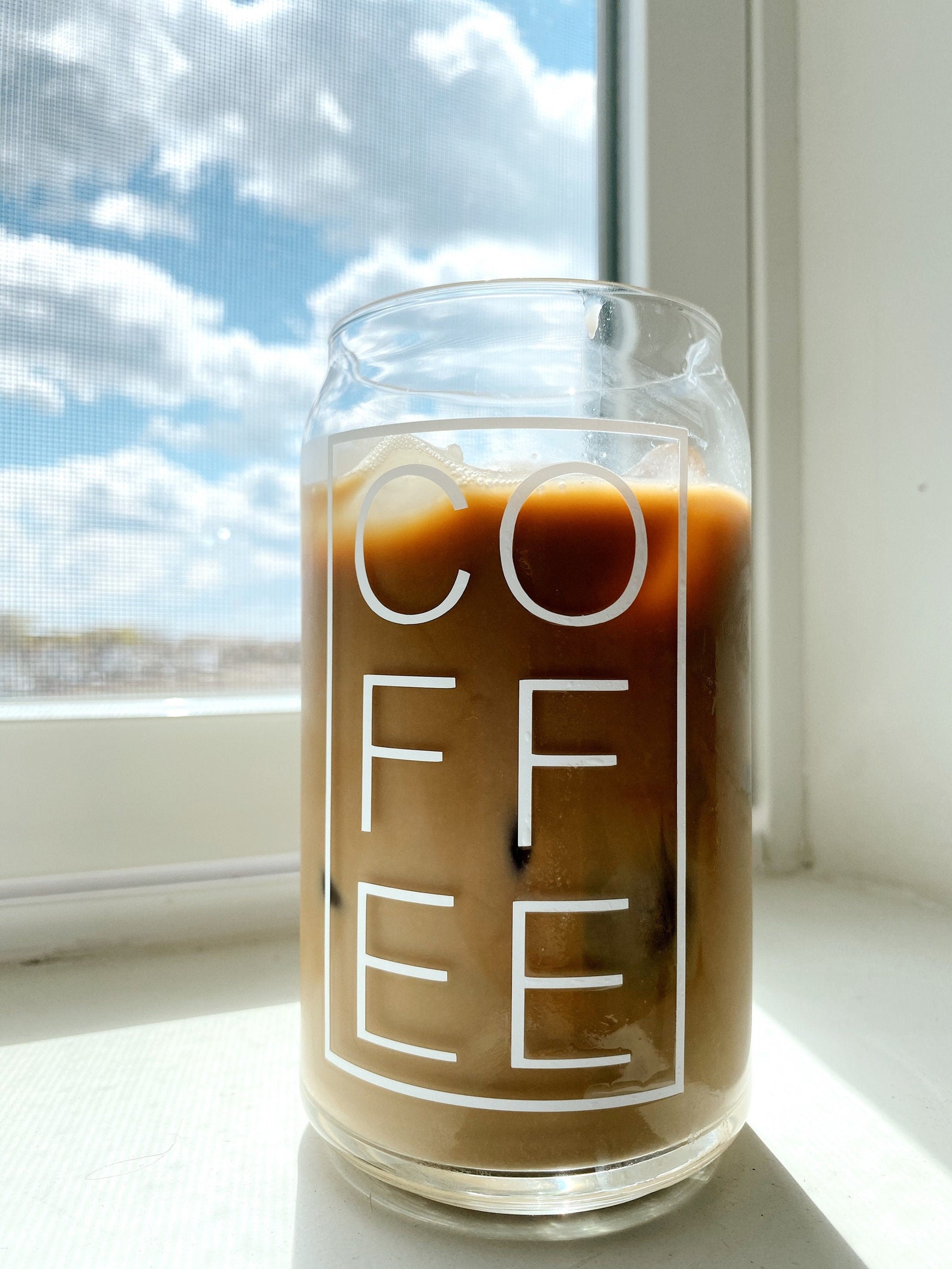 Clear Glass Cans Cute Iced Coffee Glass Personalized Glass Etsy