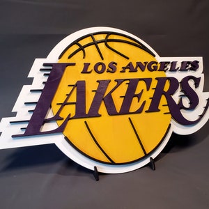 Lakers Sports Logo Wooden Sign for Wall décor perfect Gift for Him, Man Cave, Game room, or Office, Laser cut Effect and Personalized