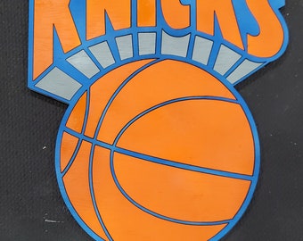Knicks Sports Wood Wall Logo Sign,  Basketball Wall décor, Gift for Him, Perfect for Man Cave, Game room, Office Laser cut 3D Personalized