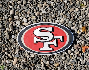 Personalized San Francisco 49&#39;ers football logo - Custom hand painted Laser-Cut Birch Wood - Unique Gift for mancave, game-room, or bedroom