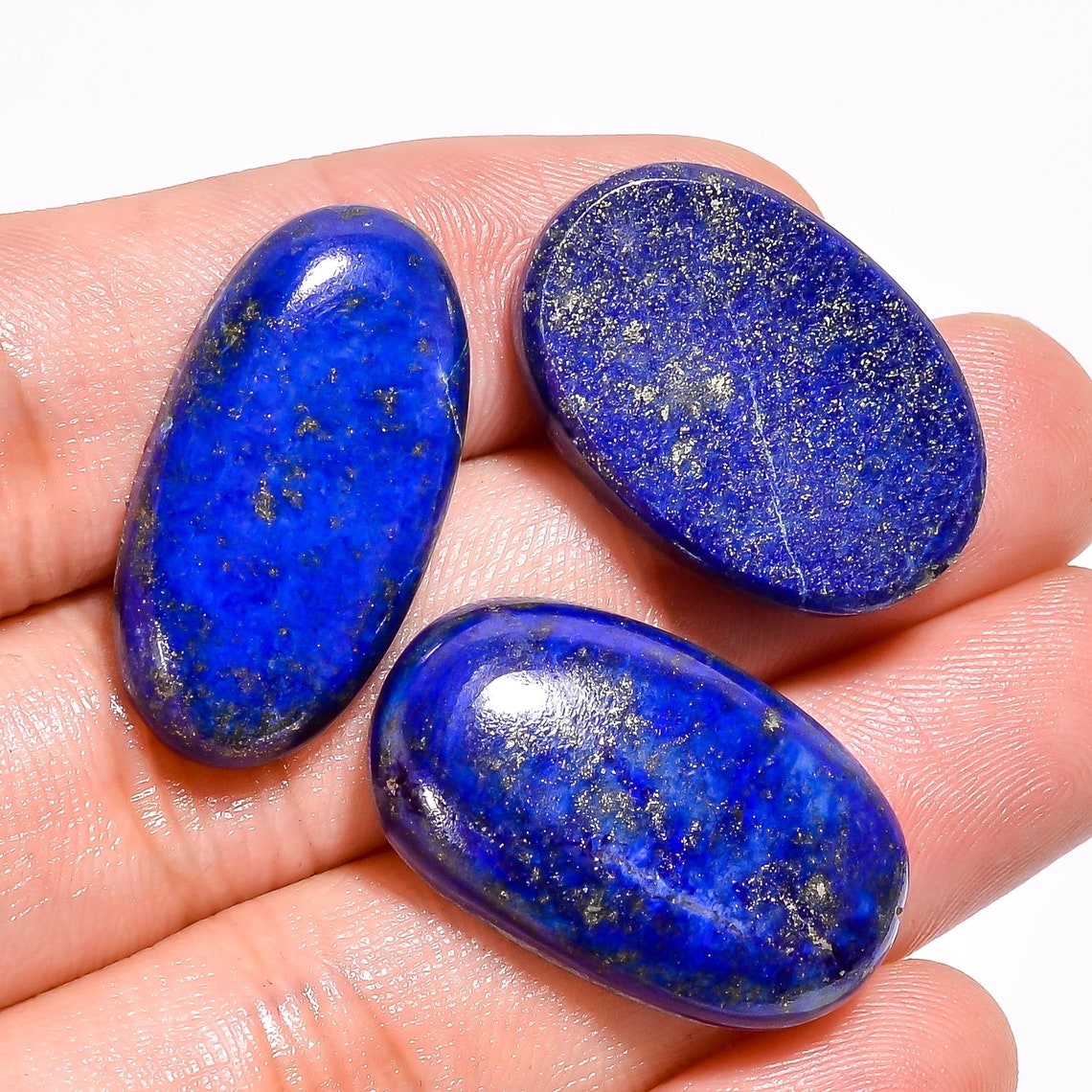Lapis Lazuli Oval Shape Gemstone Cabochon 3 Pcs For Making | Etsy