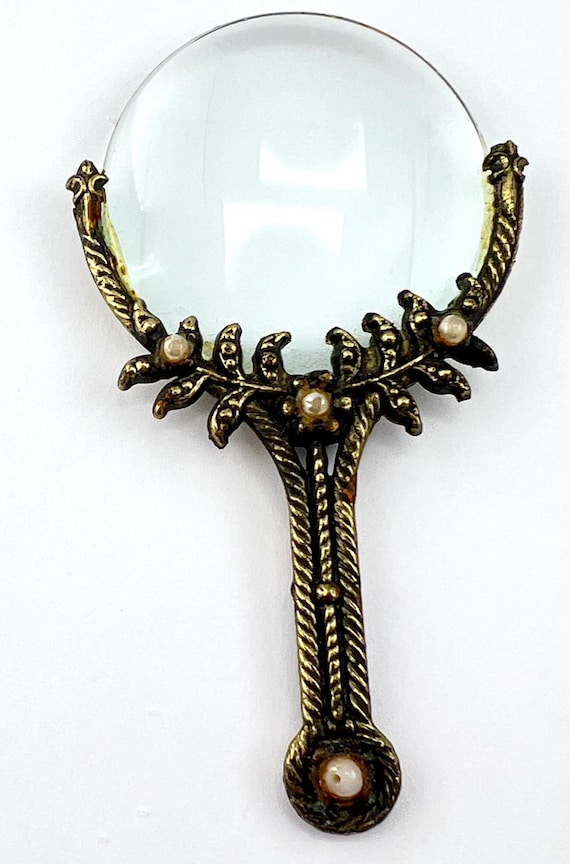 Antique Ornate Art Nouveau or Victorian Style Magnifying Glass Loupe 3.75 in