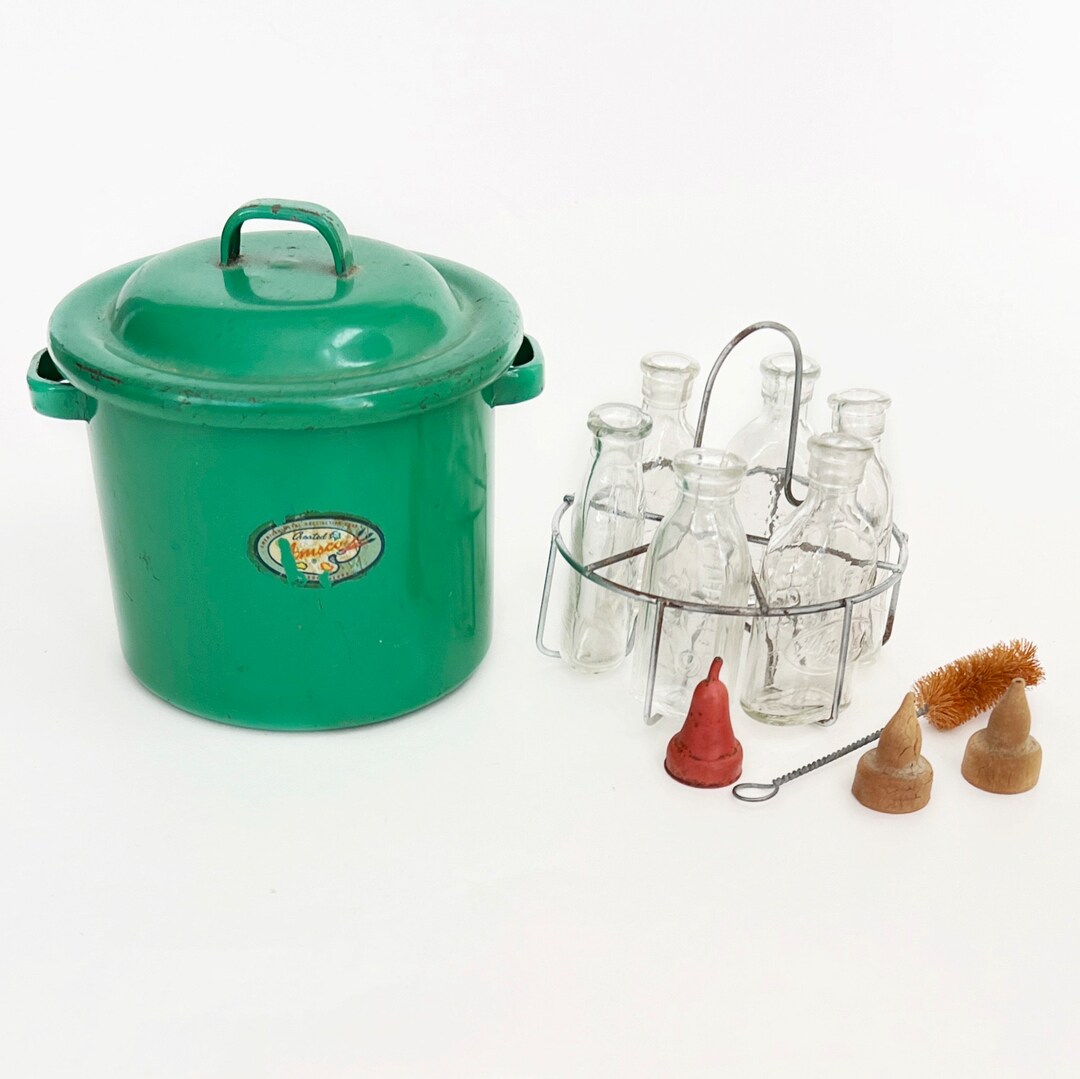 Vintage 1940s 50s Green Metal Toy Baby Doll Bottle Sterilizer Pot & Bottles Etsy