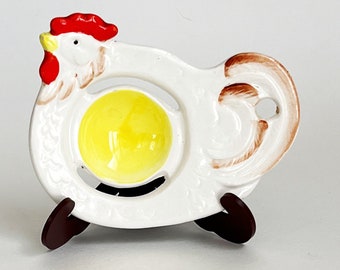 Vintage Ceramic Chicken Hen Single Boiled Egg Dish Holder MidCentury Japan