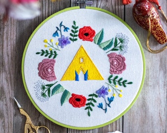 Patrón de bordado a mano Solsticio de Midsommar / Apto para principiantes, descarga digital en PDF, costura botánica floral moderna