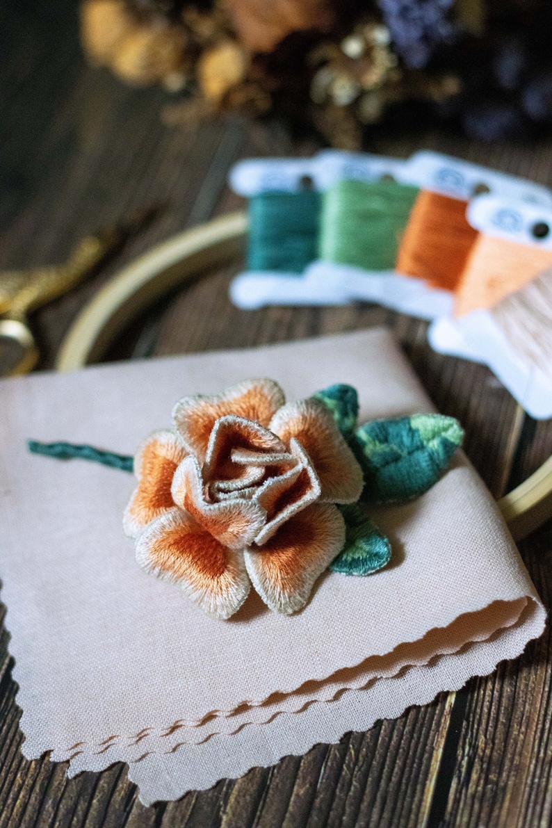 Stumpwork Roses 3D Stumpwork Flower Embroidery Pattern | Rose Thread Painting (digital ...