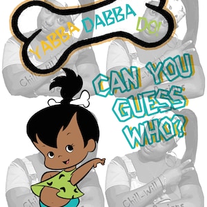 Pebbles Flintstone Inspirowane Baby Shower Ujawnienie Płci Zgadywanie PNG JPG