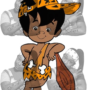 Bam Bam Rubble Inspired Birthday Orange 2 JPG PNG
