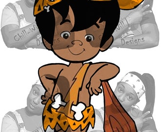 Bam Bam Rubble Inspired Birthday Orange 2 JPG PNG