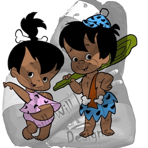 Pebbles and BamBam Inspired Baby Shower JPG PNG Two Skin Tones
