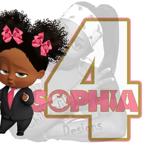 African American Boss  Inspired Girl Birthday PNG JPG