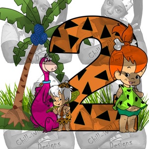 Pebbles and Crew Inspired Caucasian 2nd Birthday JPG PNG