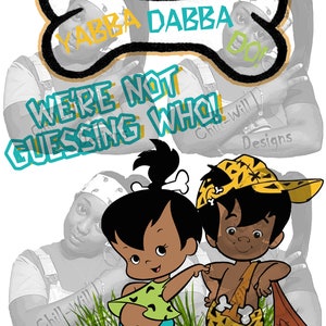 Flintstones Inspired Baby Shower Neutral Guessing PNG JPG