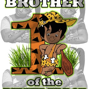 Bam Bam Rubble Inspired Brother of the 1st Birthday Boy Green JPG PNG