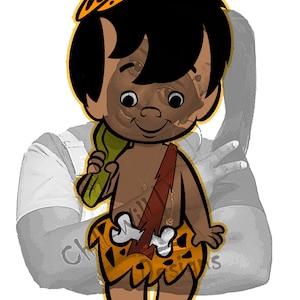 Bam Bam Rubble Inspired Orange Outline