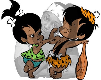 Bam Bam Rubble & Pebbles Inspired Flirting JPG PNG Two Skin Tones