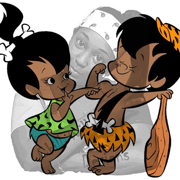 Bam Bam Rubble & Pebbles Inspired Flirting JPG PNG Two Skin Tones