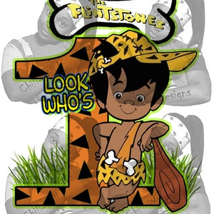 Bam Bam Rubble Inspired 1st Birthday Green JPG PNG