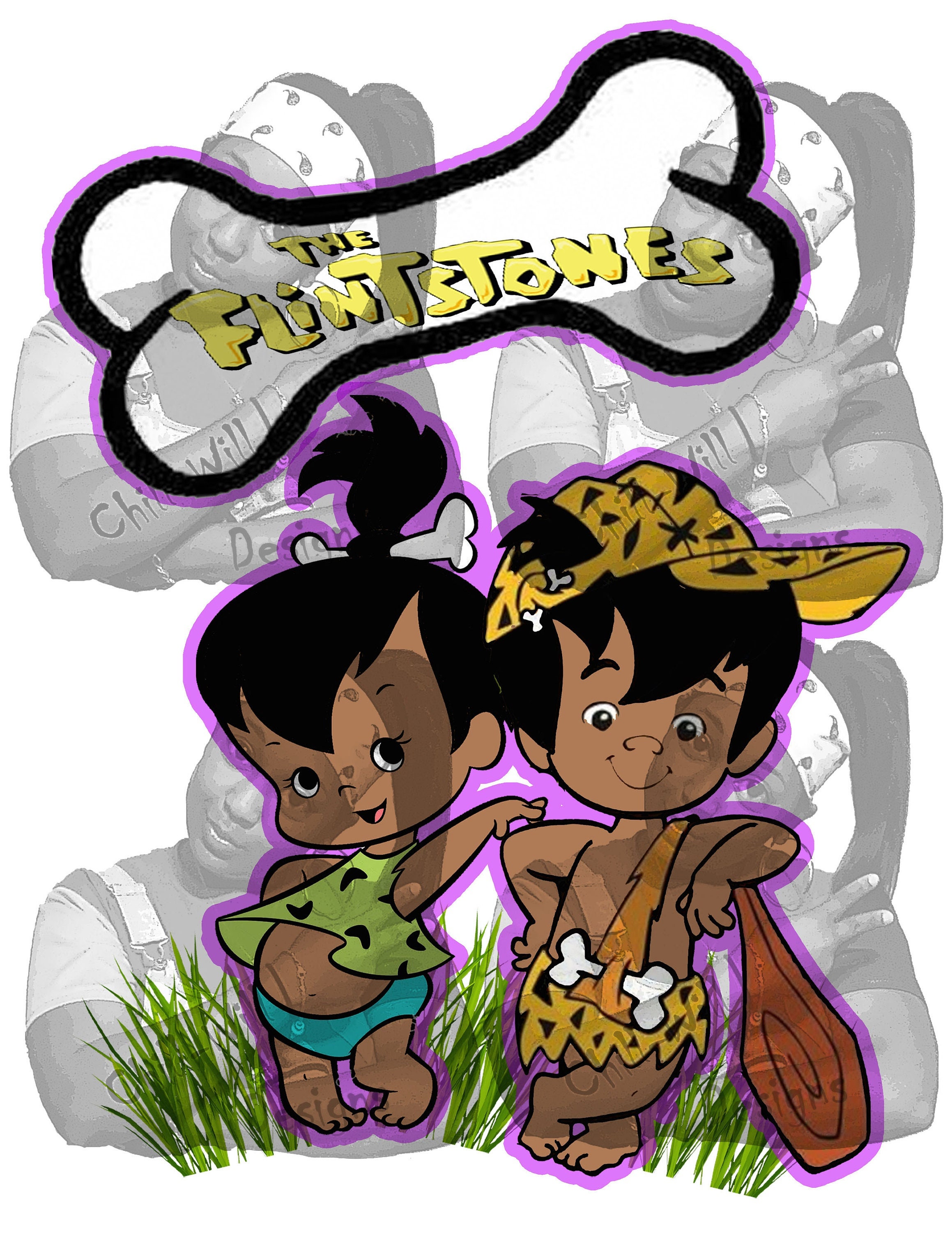 Personalized Pebbles & BamBam Inspired Image JPG PNG