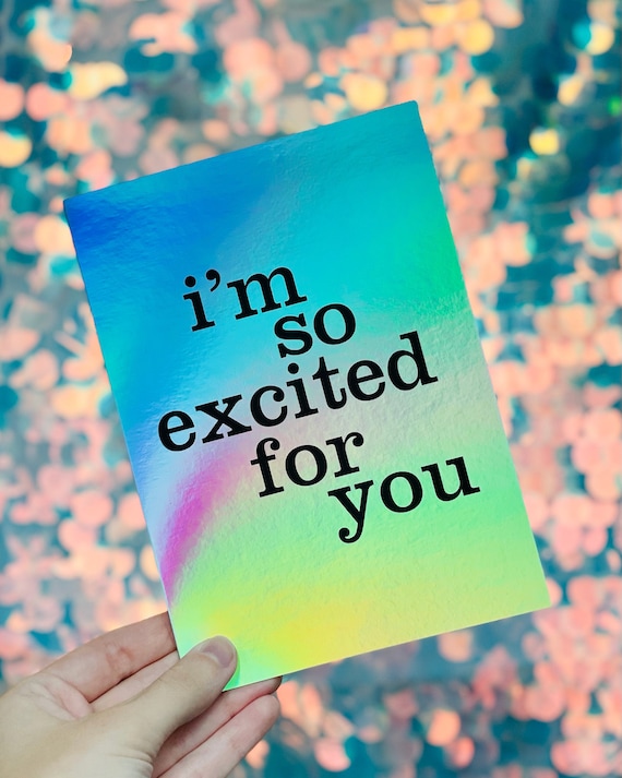 holographic greeting cards Glitter Hologram Birthday Card stamped greeting card featuring a spinning heart Happy Birthday Holographic Rainbow Card