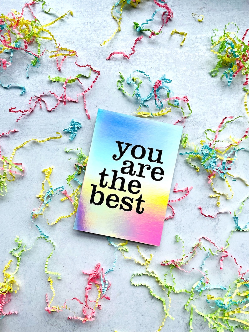 Holographic Card You Are the Best Greeting Card - Etsy